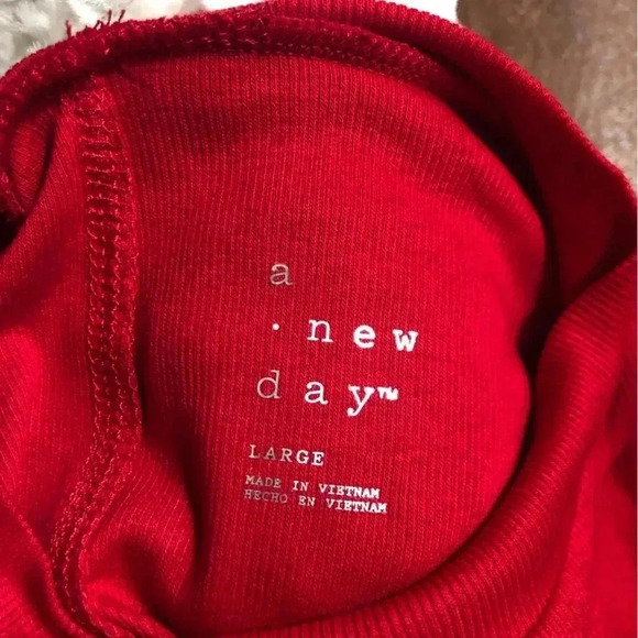 A New Day Large Red Ribbed Knit Blouse S/S Brand New With Tags - Picture 5 of 5